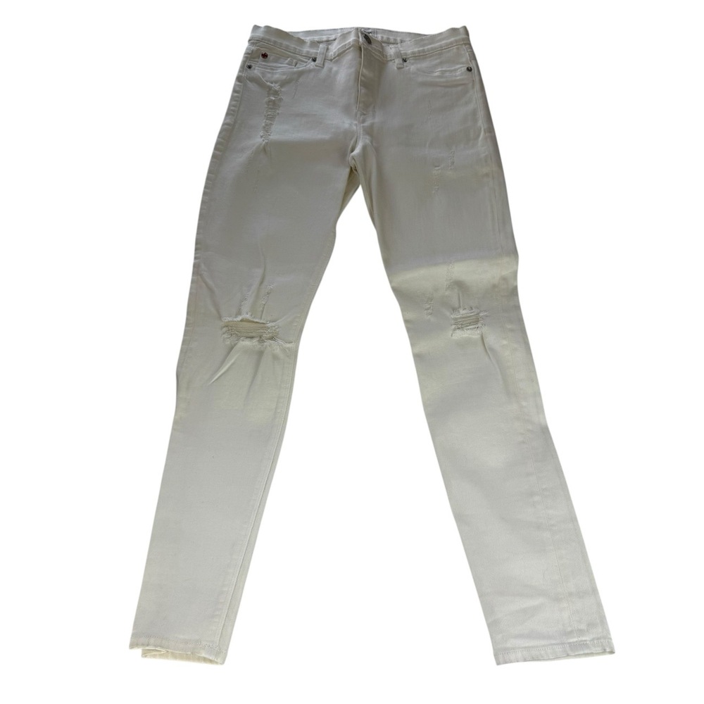 Hudson Jeans Womens Size 30 Cream Mid‎ Rise Skinny Distressed 5 Pocket Modern